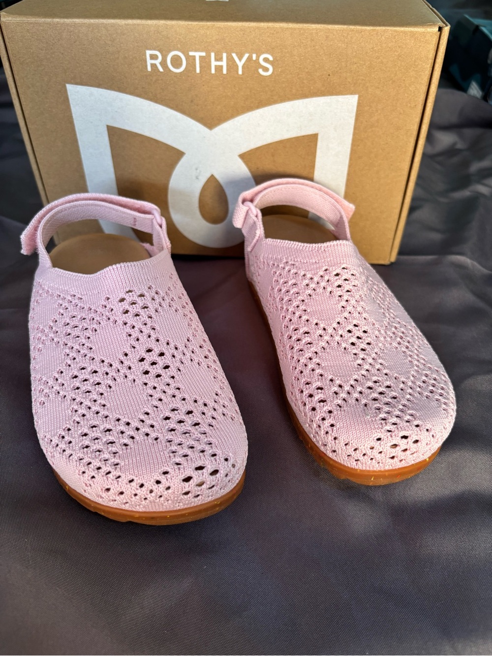 Rothy's Kids Pink Knit Clog Slingback Shoes
